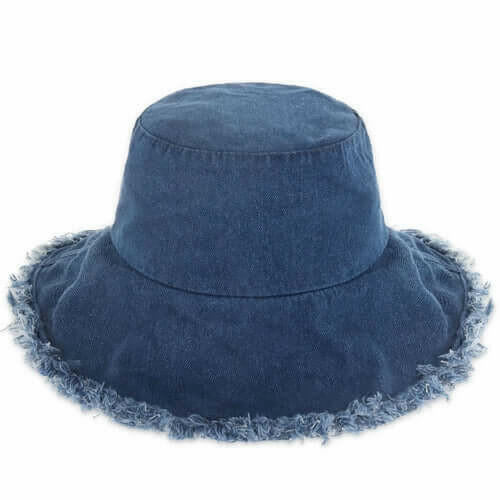 Wide Brim Frayed Bucket Hat.