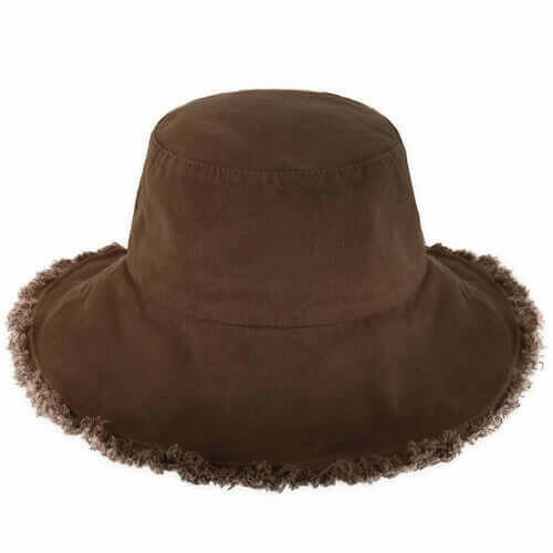 Wide Brim Frayed Bucket Hat.