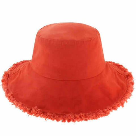 Wide Brim Frayed Bucket Hat.