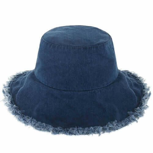 Wide Brim Frayed Bucket Hat.