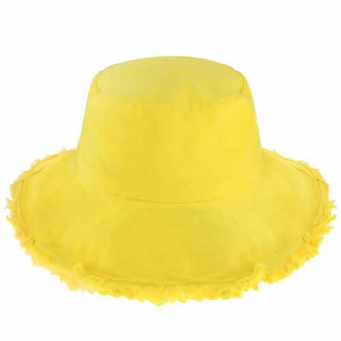 Wide Brim Frayed Bucket Hat.