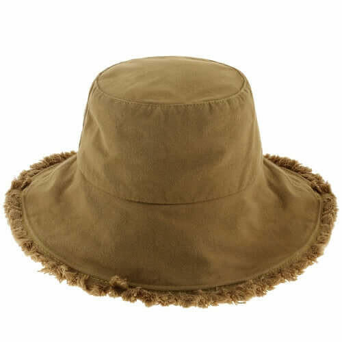 Wide Brim Frayed Bucket Hat.