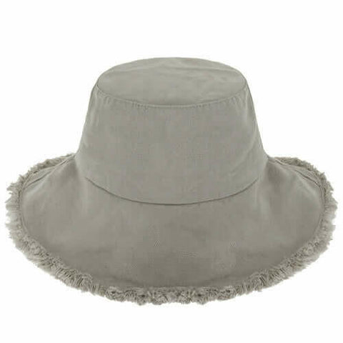 Wide Brim Frayed Bucket Hat.