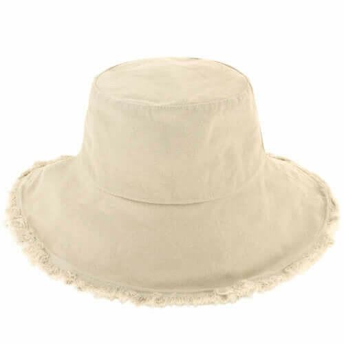 Wide Brim Frayed Bucket Hat.