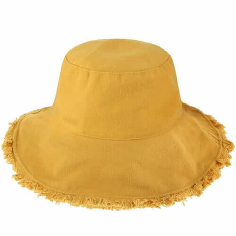 Wide Brim Frayed Bucket Hat.