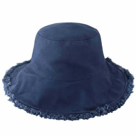 Wide Brim Frayed Bucket Hat.