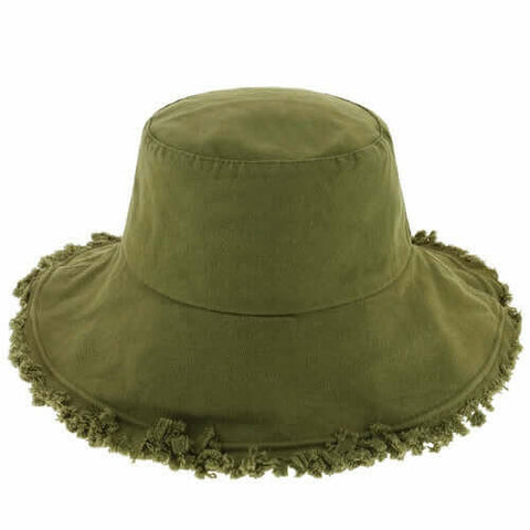 Wide Brim Frayed Bucket Hat.