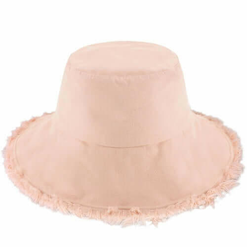 Wide Brim Frayed Bucket Hat.