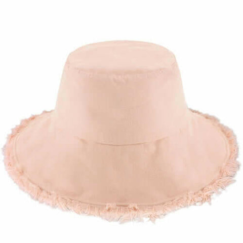 Wide Brim Frayed Bucket Hat.