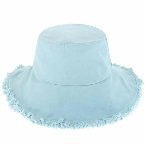 Wide Brim Frayed Bucket Hat.