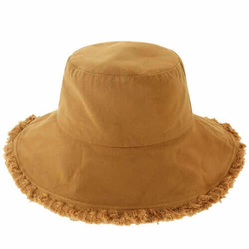 Wide Brim Frayed Bucket Hat.