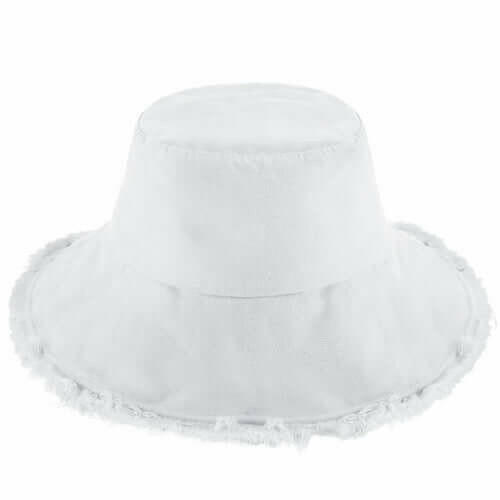 Wide Brim Frayed Bucket Hat