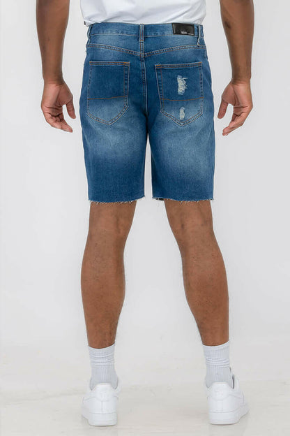 Washed Distressed Denim Shorts.