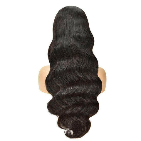 Body Wave Human Hair Wigs With Bangs Full Machine Made Brazilian Human.