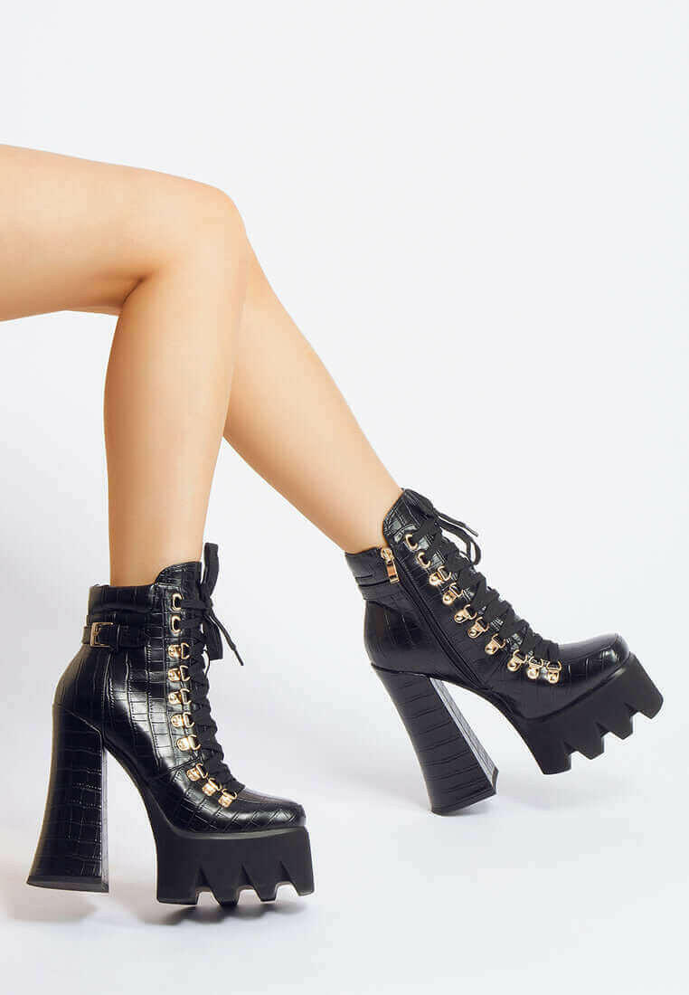 boogie high platform lace up boots.