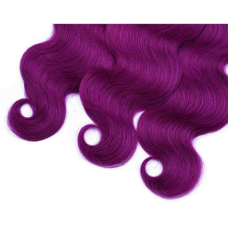 Body Wave 10A Grade Purples #1B/ purple 3/4 BUNDLES with CLOSURES & FR.