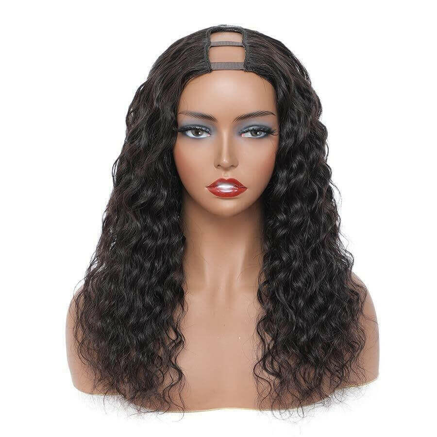 U Part Wig Water Wave Human Hair Wigs For Black Women Brazilian Remy H.