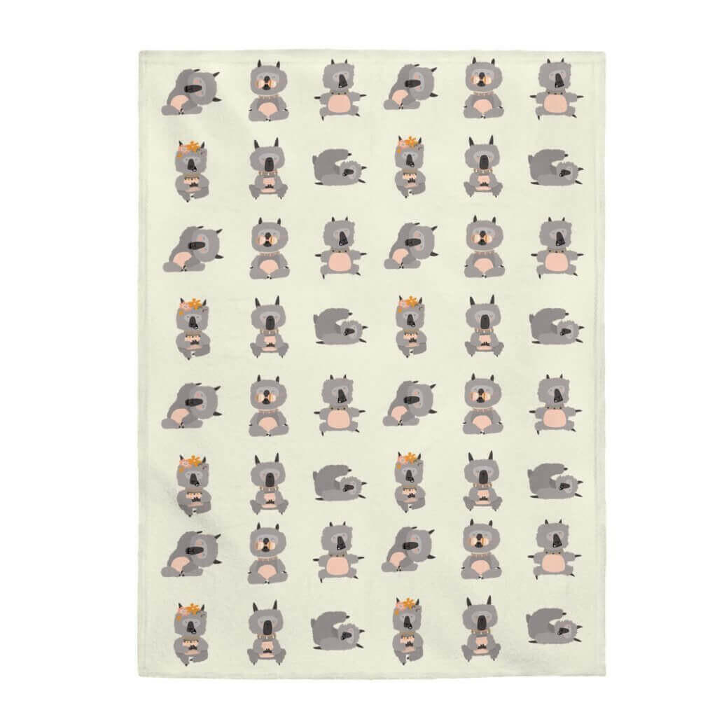 Lama Yoga Poses Velveteen Plush Blanket.