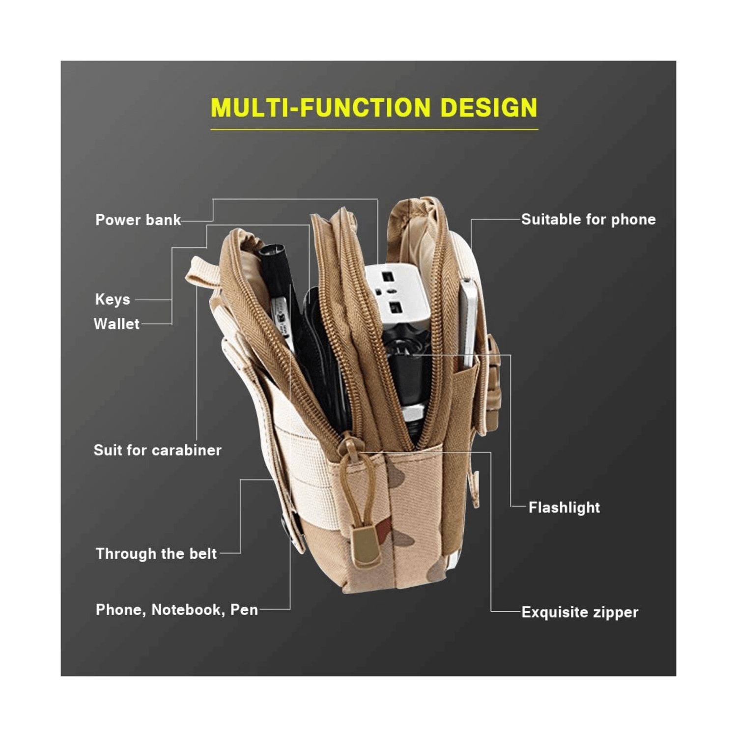 Tactical MOLLE Pouch &amp; Waist Bag for Hiking &amp; Outdoor Activities