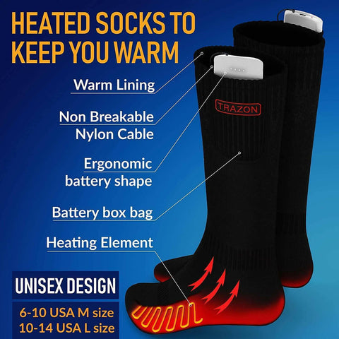 Heated Socks for Men and Women Rechargeable   Electric Battery Thermal.