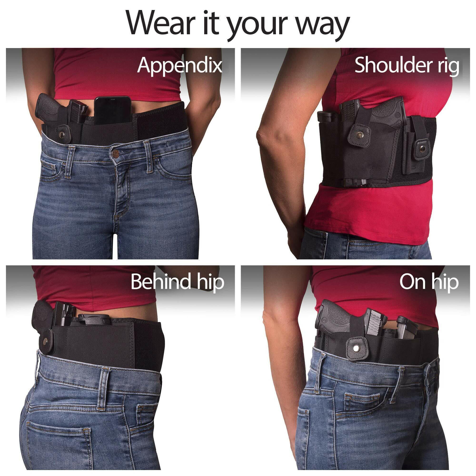 Belly Band Holster Concealed Carry Gun Wrap Holster Elastic Waist.