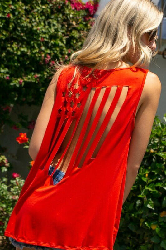 AMERICAN FLAG LASER CUT TANK TOP.