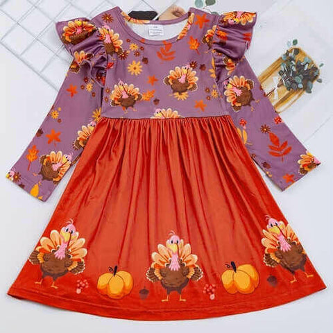 The Felicity Dress - Turkeys 'n Thanksgiving (Assorted Colors).