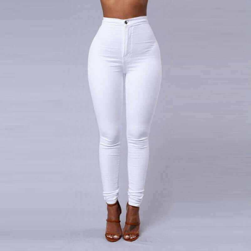 Solid Color Skinny Jeans High Waist Render Jeans