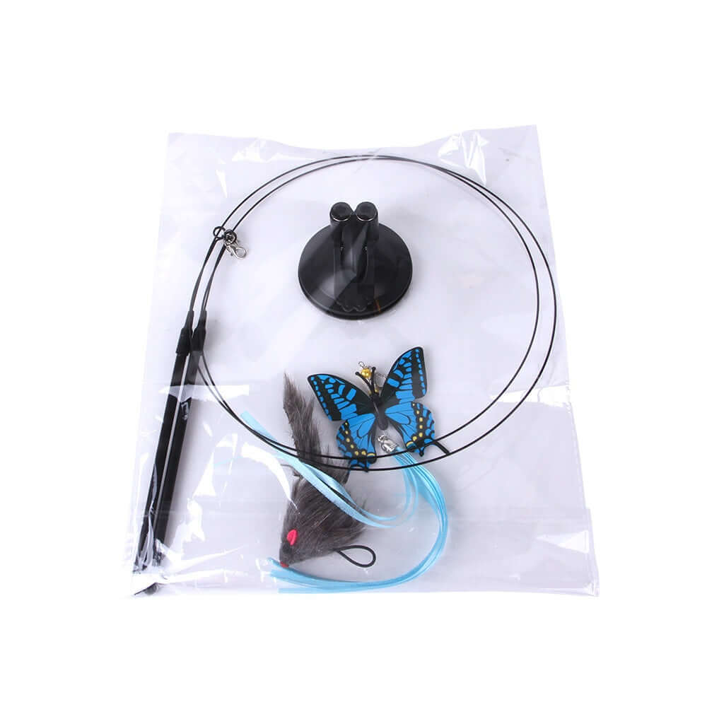 Suction Cup Cat Teaser Toy with Animal Attachments