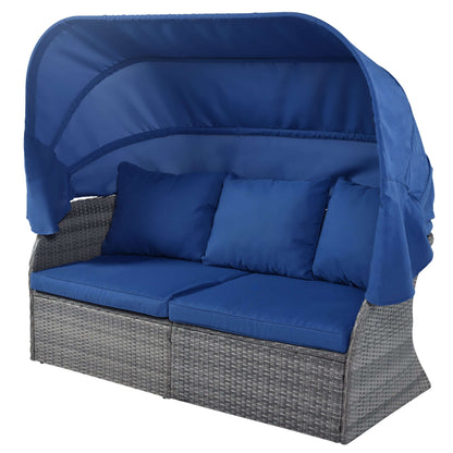 Outdoor Patio Furniture Set Daybed Sunbed with Retractable Canopy