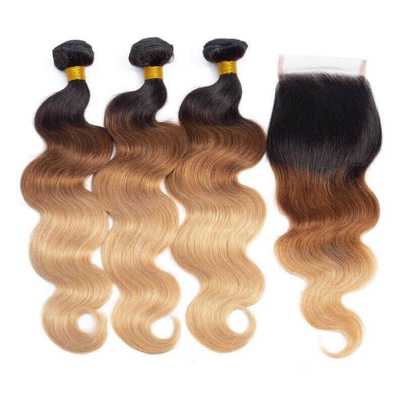 10A Grade #1B/4/30 Body Wave #1B/4/27 BUNDLES with CLOSURES & FRONTALS.