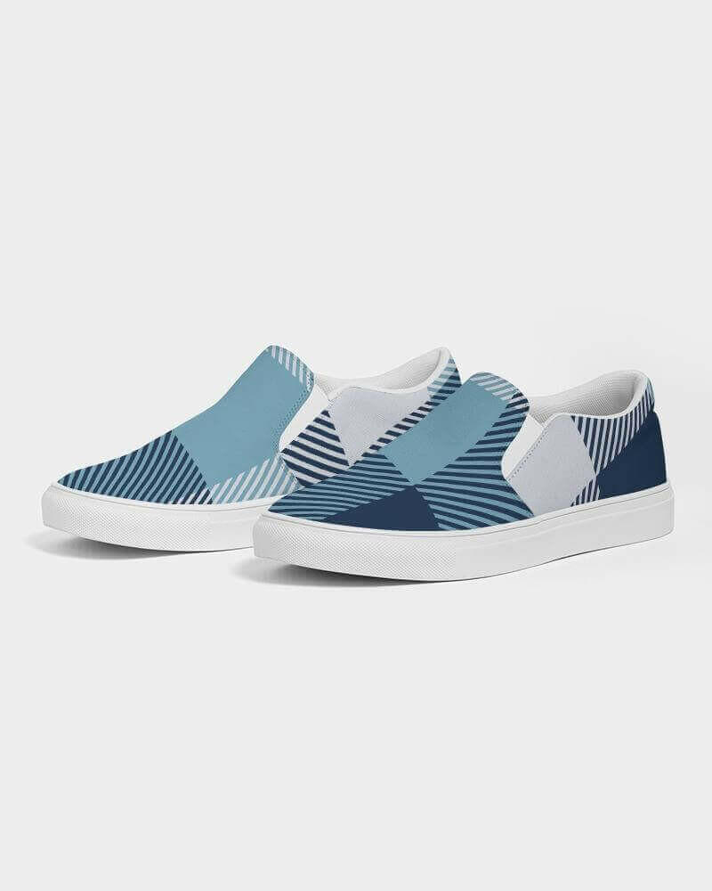 blue plaid slip-on sneakers