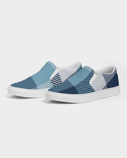 blue plaid slip-on sneakers