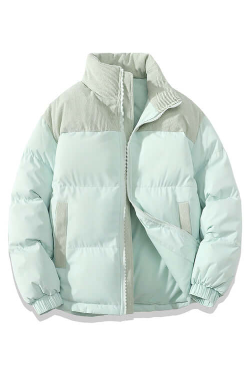 Winter Stand Collar Contrast-colored Coat Cotton Padded Jacket For Men