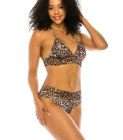 Two Piece Leopard Print with Organza trim top and