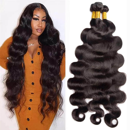 Body Wave Human Hair Bundles – Three 18-Inch Bundles, Natural Black