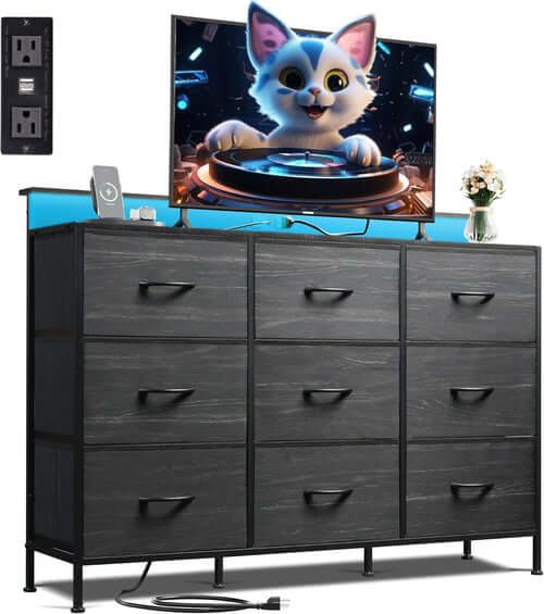 Dresser TV Stand for 55 Inch with LED Lights
