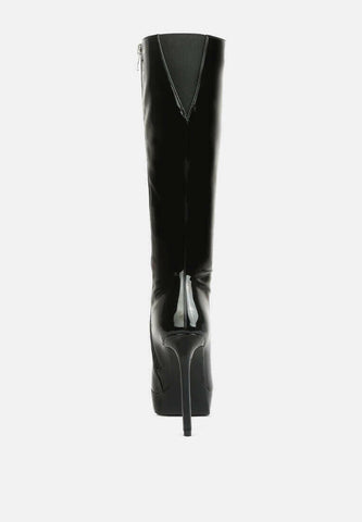 chatton patent stiletto high heeled calf boots.