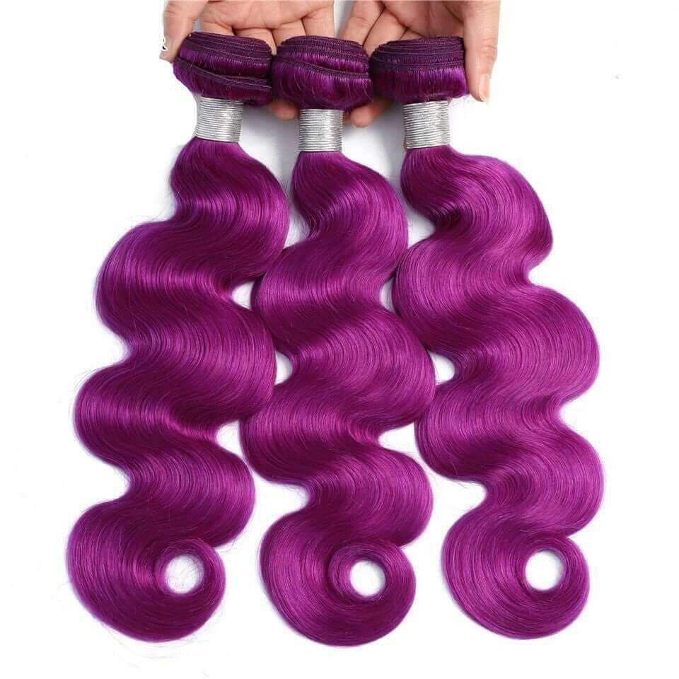 Body Wave 10A Grade Purples #1B/ purple 3/4 BUNDLES with CLOSURES & FR.