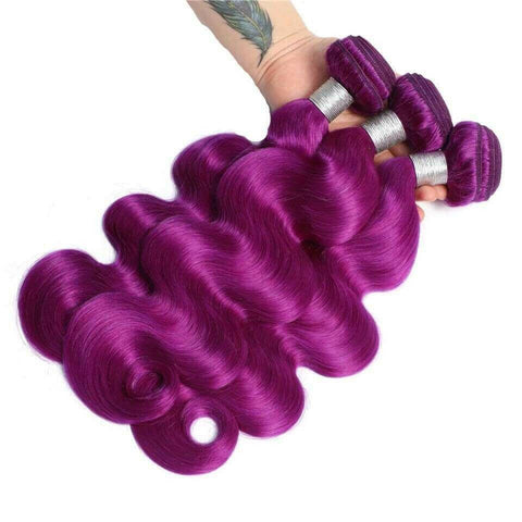 Body Wave 10A Grade Purples #1B/ purple 3/4 BUNDLES with CLOSURES & FR.