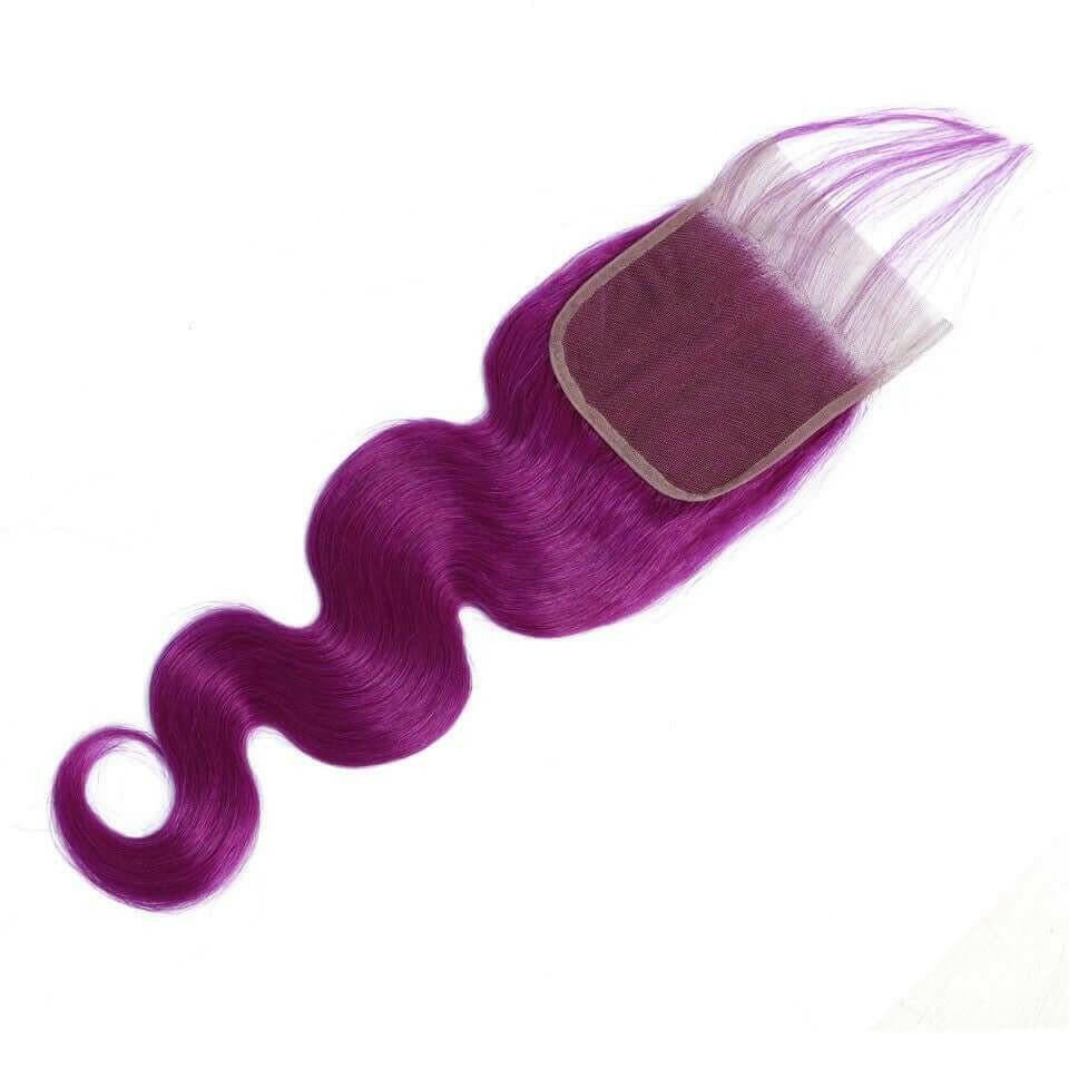 Body Wave 10A Grade Purples #1B/ purple 3/4 BUNDLES with CLOSURES & FR.