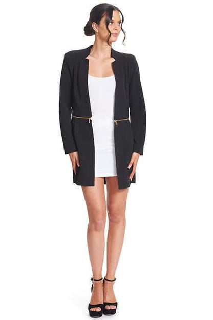 Convertible Notch Neck Blazer: Versatile 3-Way Style - Long, Cropped &amp;