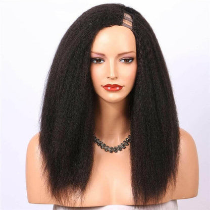 U Part Wig Kinky Straight Human Hair Wigs For Black Women Brazilian Re.