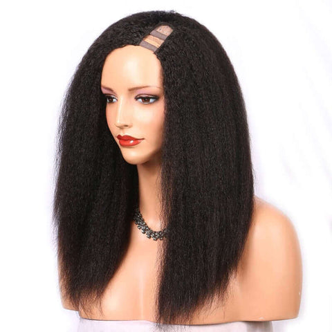 U Part Wig Kinky Straight Human Hair Wigs For Black Women Brazilian Re