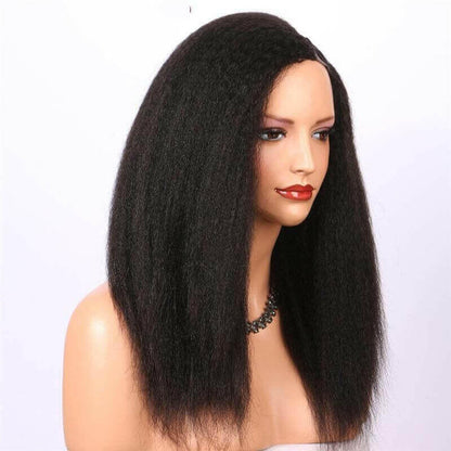 U Part Wig Kinky Straight Human Hair Wigs For Black Women Brazilian Re.