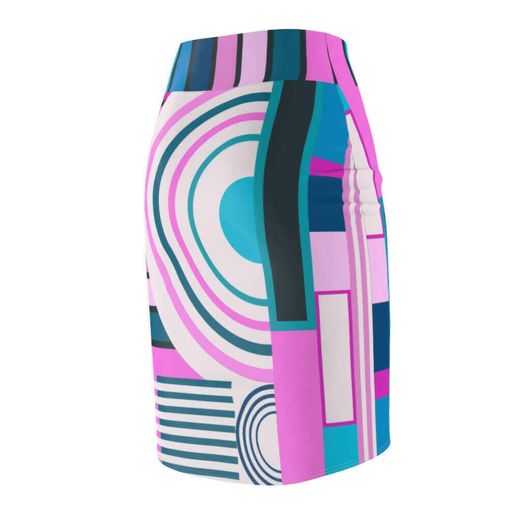 Womens Skirt, Pink and Blue High Waist Pencil Skirt, S19817.