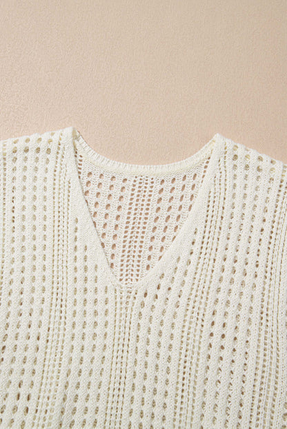 Crochet Open Knit Drawstring Waist Beach Dress