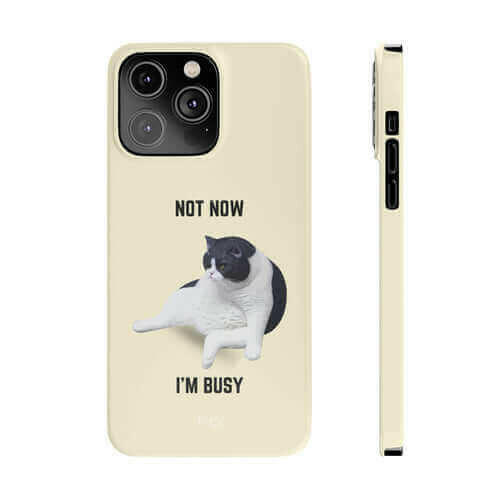 Funny Bored Cat Theme Slim Case for iPhone 14 Series.