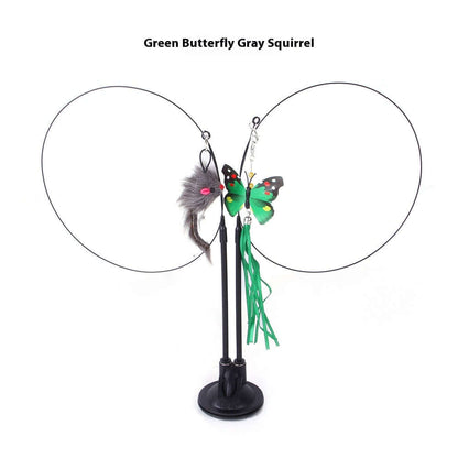 Suction Cup Cat Teaser Toy with Animal Attachments