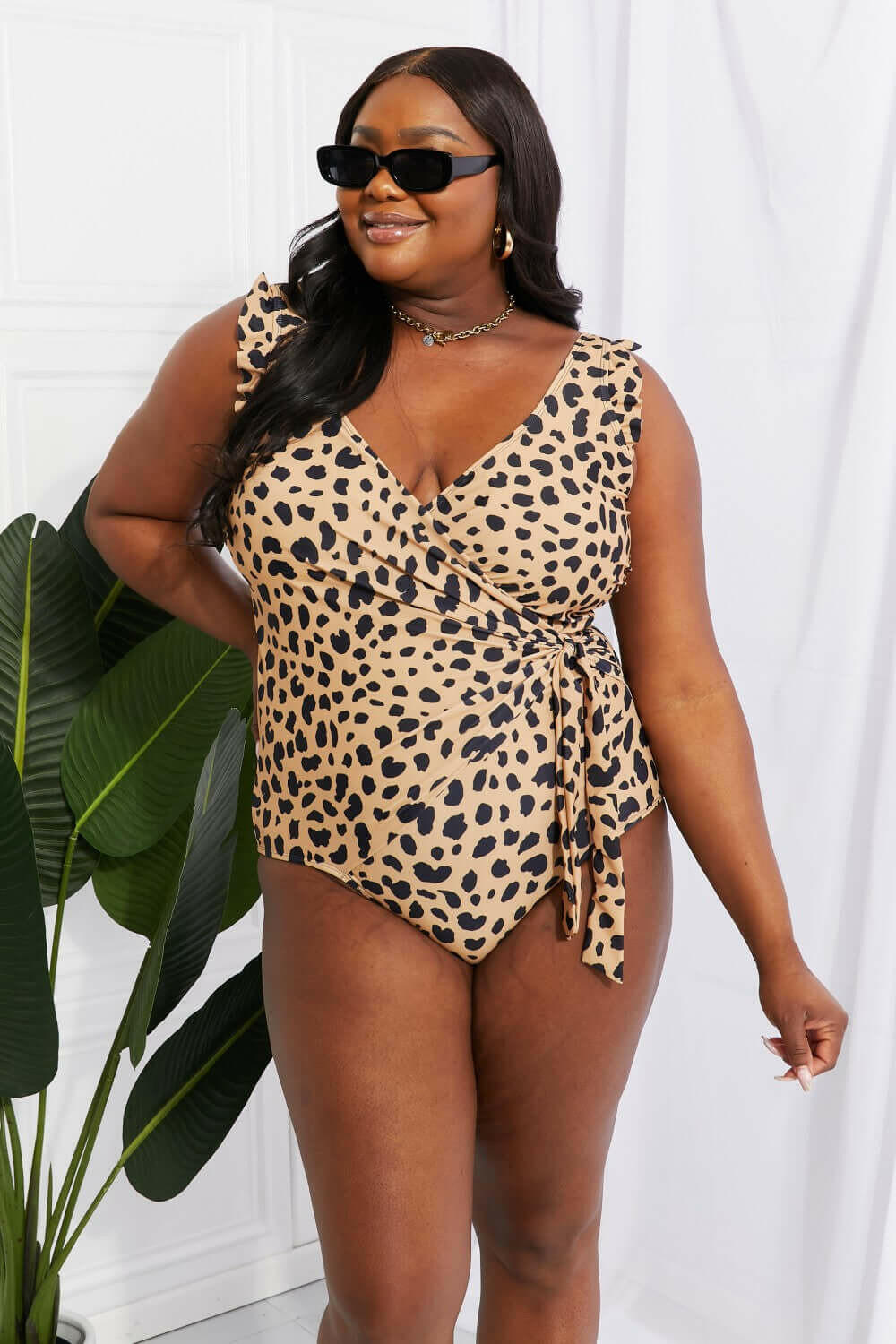 Marina West Swim Full Size Float On Ruffle Faux Wrap One-Piece in